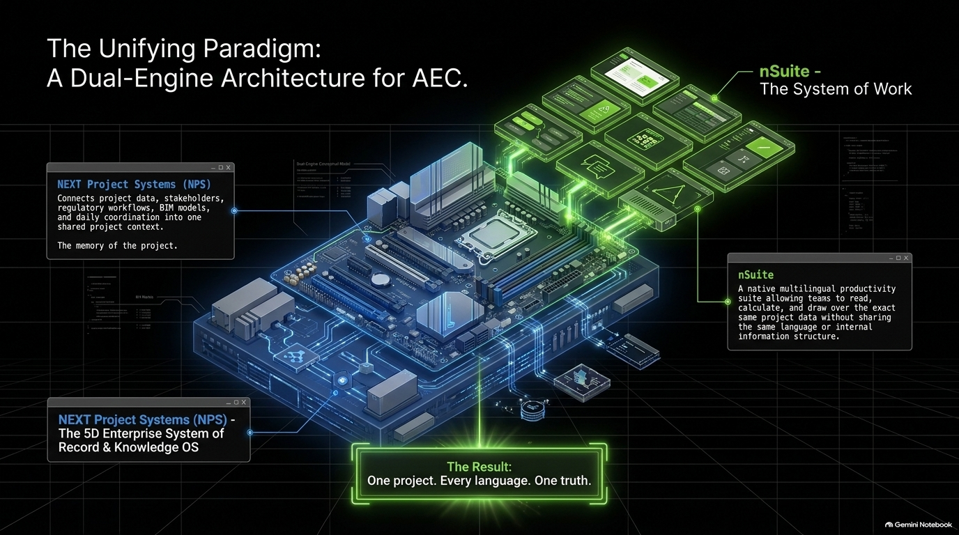 Layered system architecture connecting NEXT Project Systems and nSuite